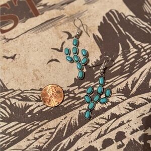 Turquoise Cactus Dangle Earrings